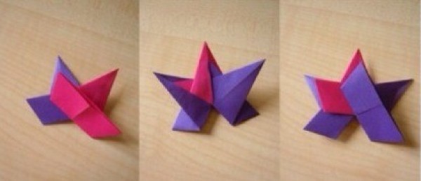 How to make origami three-dimensional stars, illustrations of folding three-dimensional stars by hand