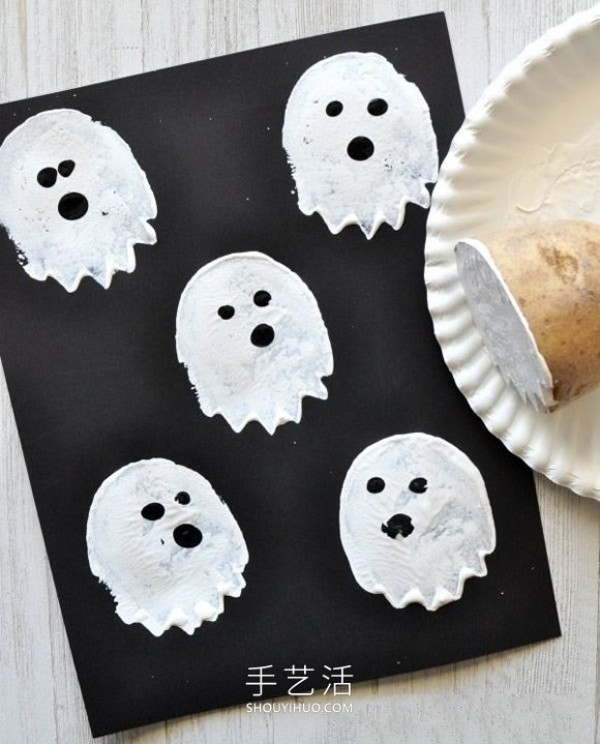 Potatoes have made great achievements! Handmade Halloween ghost cards for children