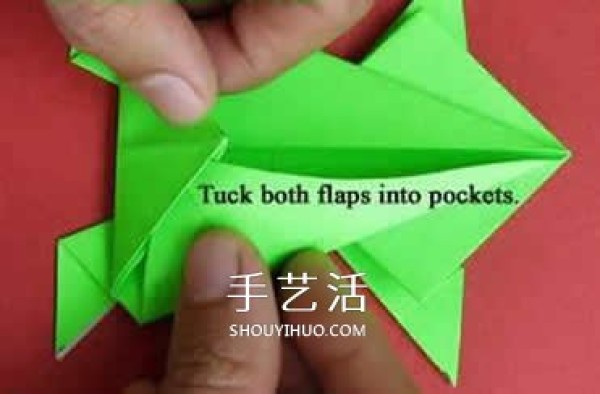 Illustration of a frog that jumps if you click origami origami