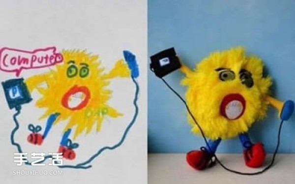 Creative handmade graffiti doll pictures make childrens imagination become reality