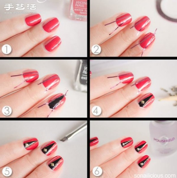 DIY gem-decorated manicure that can be easily done at home