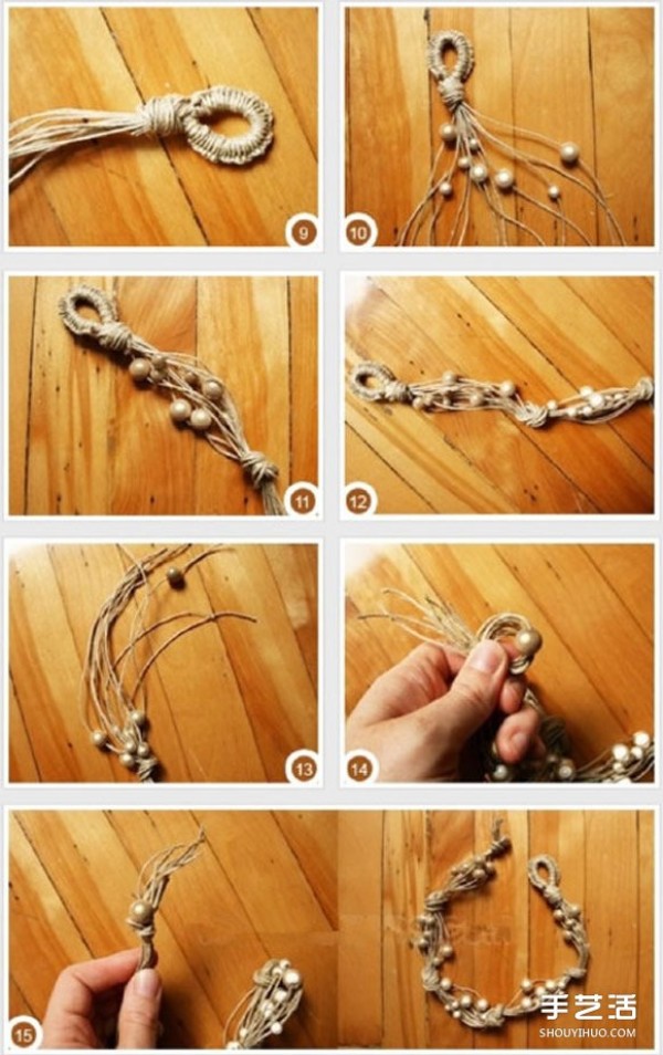 Sori rope beaded bracelet DIY illustrated tutorial, casual and natural style