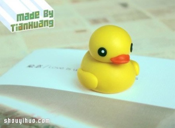 DIY illustrated tutorials for making cute little yellow duck dolls from soft clay