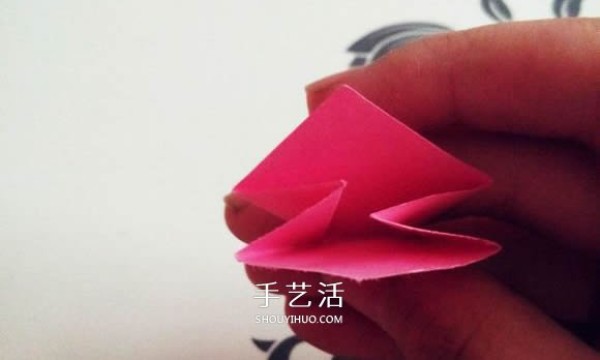 Illustration of how to fold a beautiful origami red rose for Valentines Day