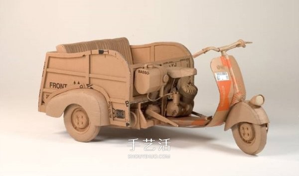 Use a waste carton to turn waste into treasure, DIY corrugated paper to make a vehicle model picture