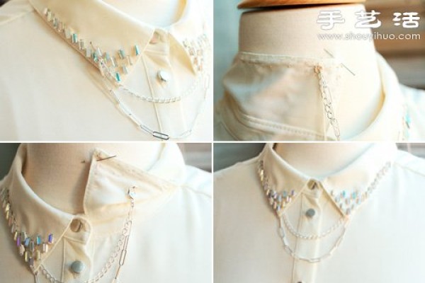 Old shirts are transformed into handmade DIY crystal pleated shirts