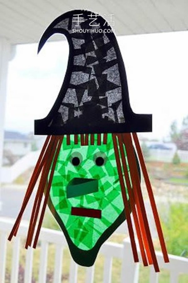 Illustrated tutorial on how to make Halloween witch paper stickers