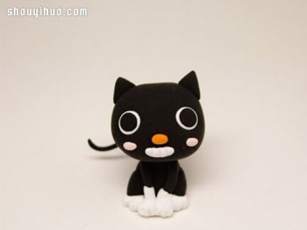 Ultra-light clay handmade DIY illustrated tutorial on making black cat dolls