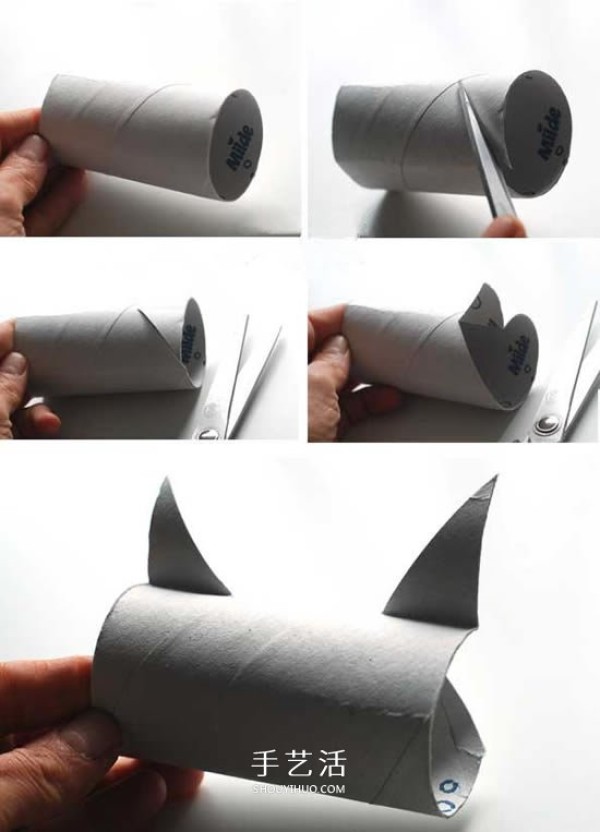 Kindergarten toilet paper tube waste is used to make a three-dimensional kitten by hand