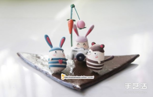 Jailbreak Rabbits soft pottery DIY work, cute handmade clay rabbit pictures