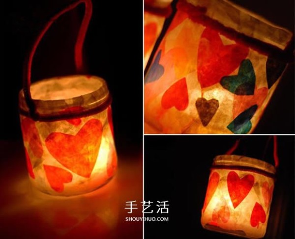 How to make romantic lanterns for Valentines Day, DIY love lanterns in glass bottles, illustrations