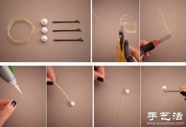 Handmaking Tutorial of DIY Pearl Hairpins with Black Hairpins