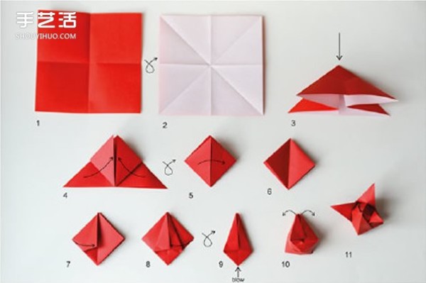 How to fold lilies with paper, lily origami methods and illustrations