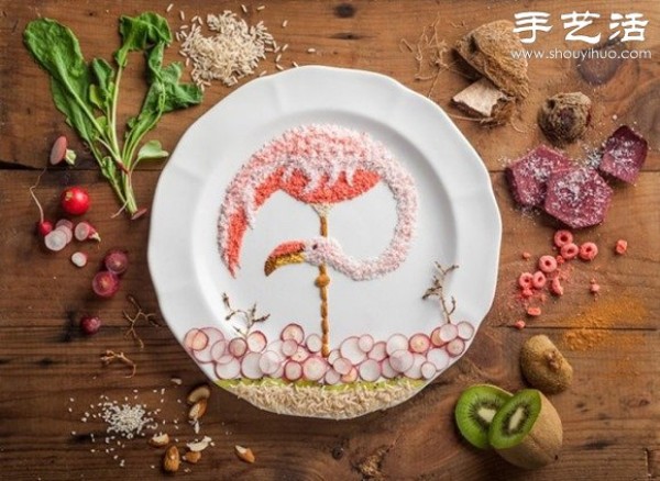 DIY bird-themed creative food presentation