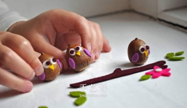 How to make a handmade owl with acorns, a simple way to make an owl with acorns