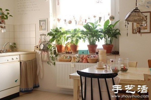 Use flower pots to decorate the window sill for room decoration