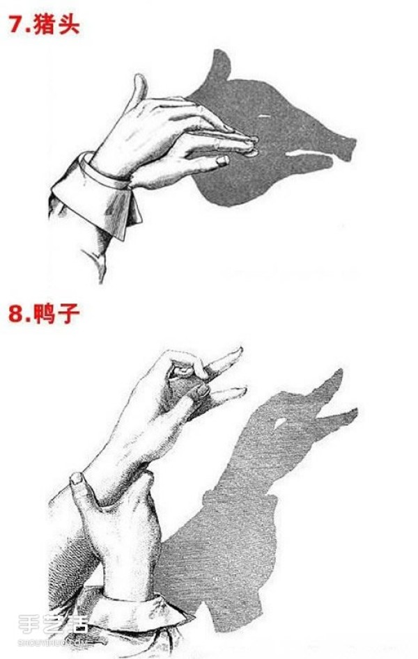 A collection of simple hand shadow pictures for teaching childrens hand shadow play pictures