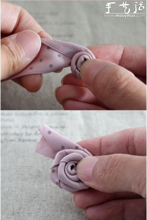 Handmade DIY tutorial for hair accessories: rose hair tie