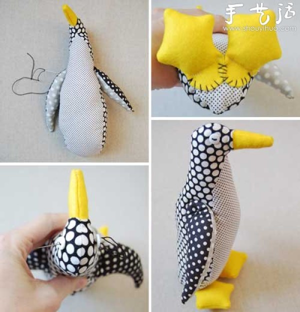 Tutorial on making penguin dolls with handmade fabrics