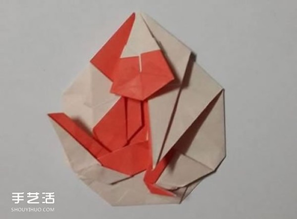 How to origami a monkey badge, how to fold a monkey pattern, how to fold it manually