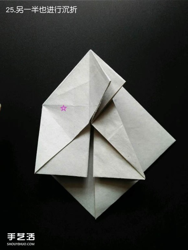 Super complex origami shark illustration, detailed steps for folding a three-dimensional shark