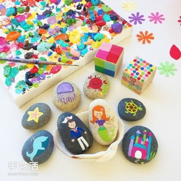 Super cute hand-painted cobblestones cartoon style pebbles painting pictures