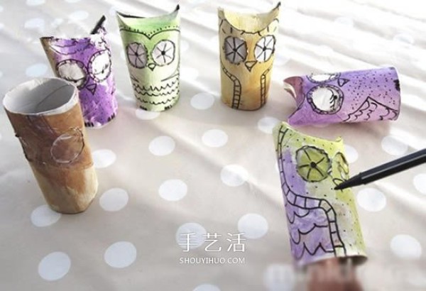 Tutorial on making lanterns from paper tubes, making Halloween owl lanterns