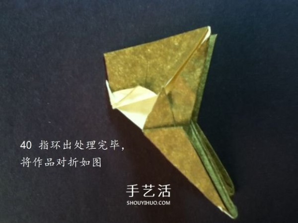 Wear the cat with you! Illustration of the origami method of cat head ring