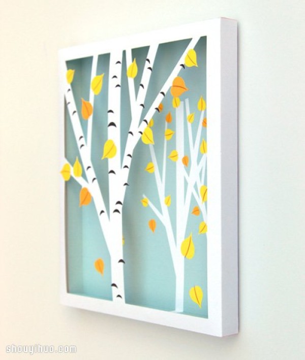 Paper-cut handmade three-dimensional oak decorative picture frame with printed drawings