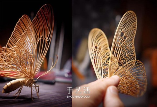 The exquisite insect model made of bamboo is almost the same as the real thing! 