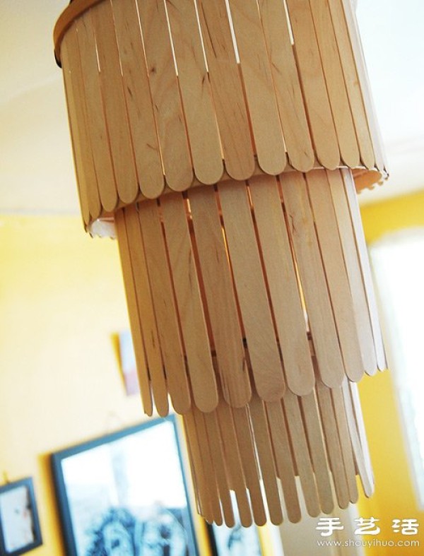 popsicle sticks + embroidered supports DIY handmade exquisite chandelier