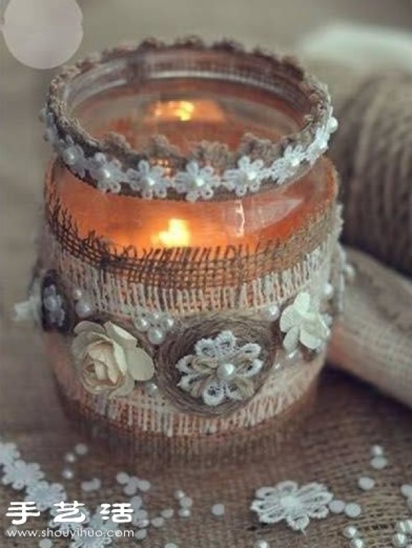 Use glass bottle waste to DIY forest style candle holder