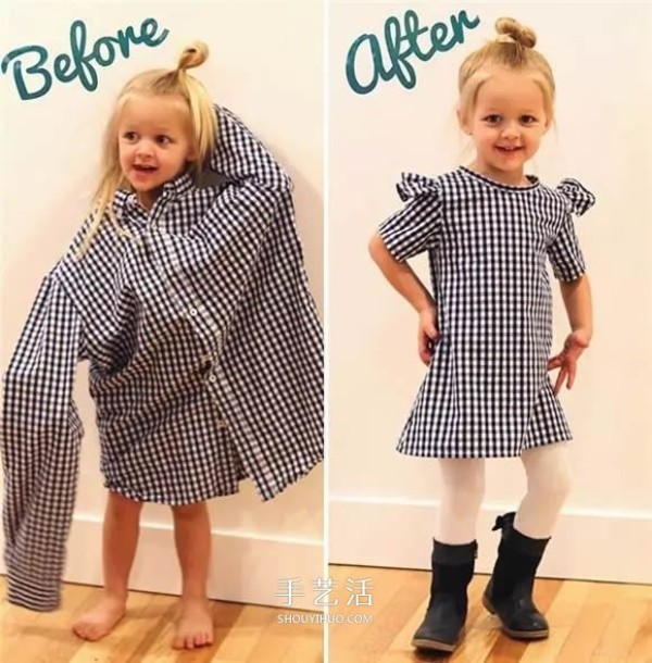 Ingenuity! Dads old shirt turned into beautiful dress for daughter