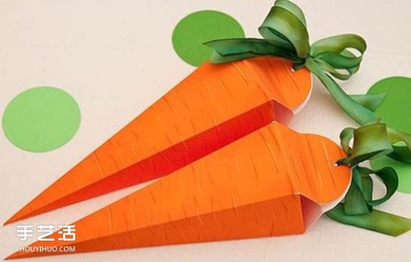 Origami carrot folding method and illustration of how to make a carrot packaging box