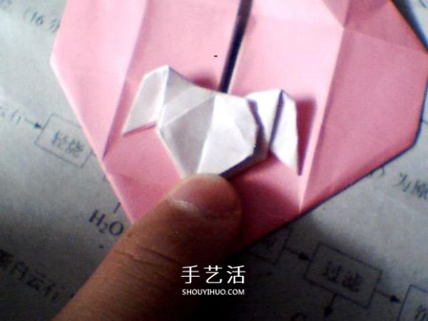 Illustrations on how to fold Valentines Day love origami with wings to make a perfect match