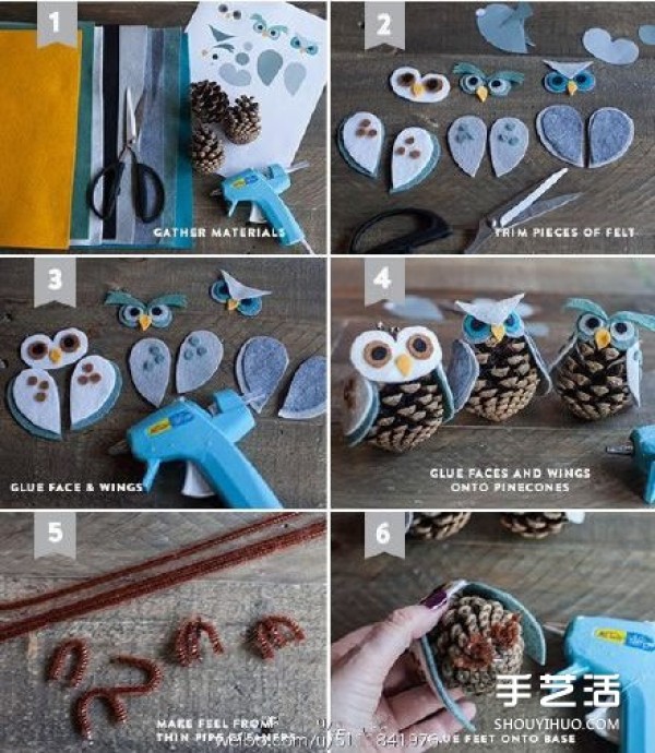 Pine Cone Handmade Owl Decoration Fabric Pine Cone Owl DIY