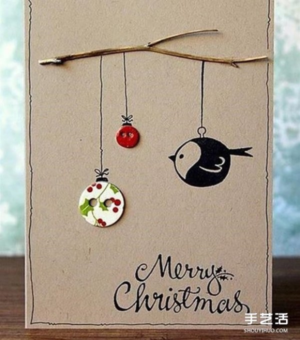 Simple Christmas greeting card making illustrations handmade Christmas card making pictures