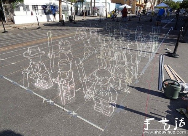 3D street graffiti work - Lego army