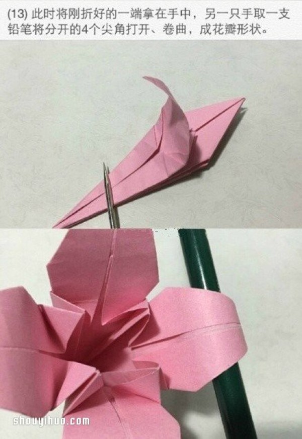 Illustration of how to fold lilies, tutorial on how to fold lilies