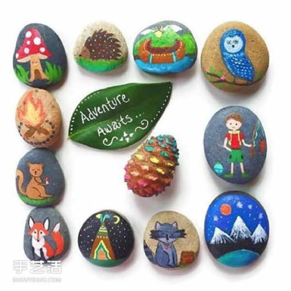 Super cute hand-painted cobblestones cartoon style pebbles painting pictures