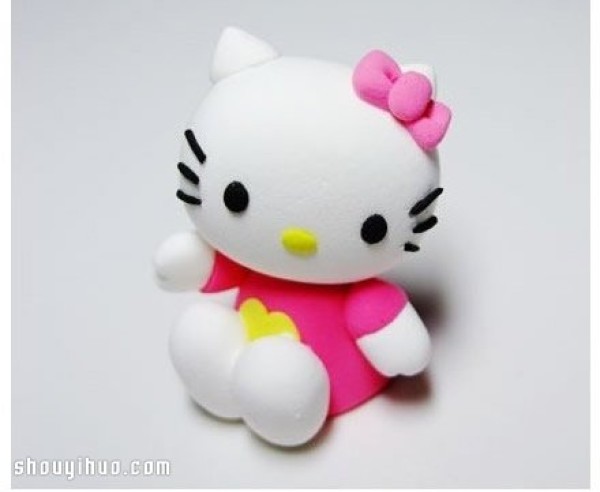 Hello Kitty cat soft clay doll handmade clay doll