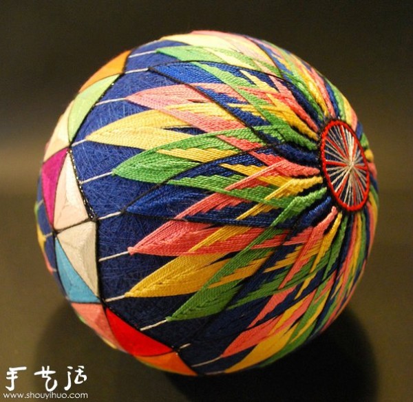 A beautiful temari ball handmade by a 92-year-old grandmother in Japan