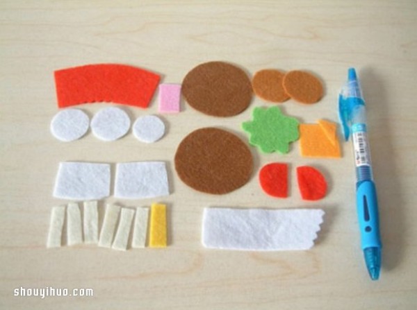 Non-woven mini hamburger fabric hand-making illustrated tutorial