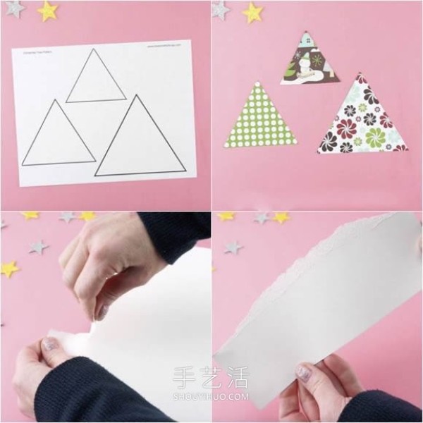 Tutorial on how to make handmade Christmas tree cards in kindergarten