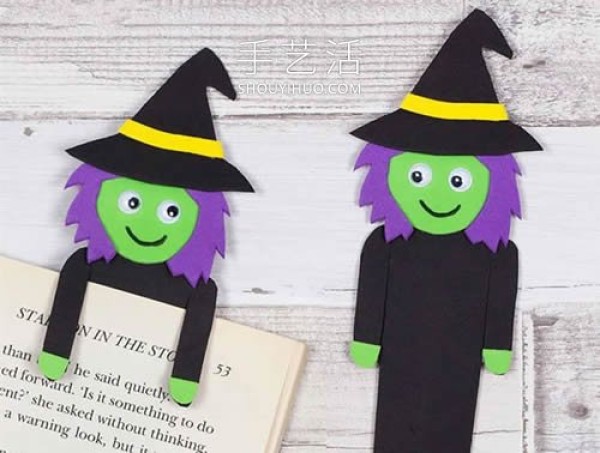 Tutorial on how to make witch bookmarks with sponge paper by hand