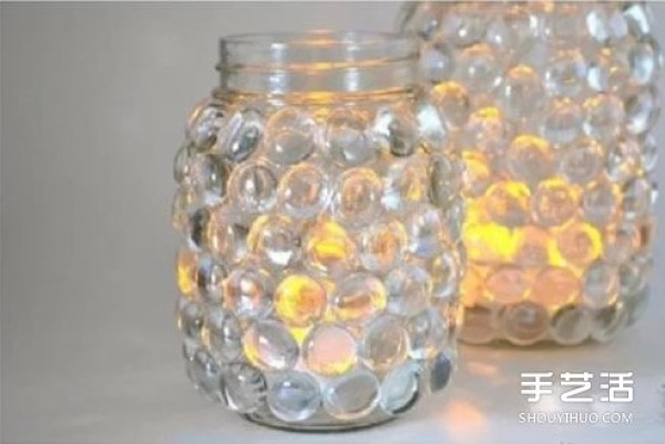 Use glass jar waste to hand-make Valentines Day romantic candle holder night light