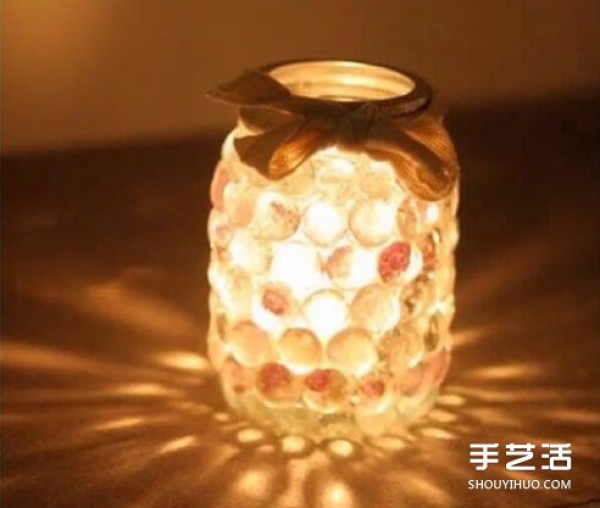 Use glass jar waste to hand-make Valentines Day romantic candle holder night light