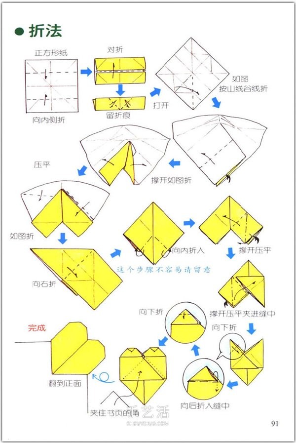 How to fold a heart? A collection of 76 simple heart-shaped origami methods with illustrations