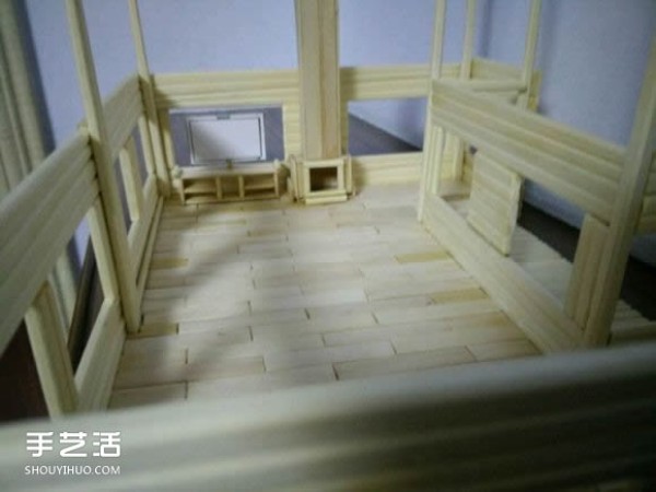 Disposable chopsticks are used to hand-make a life-like villa model, the steps are complete! 