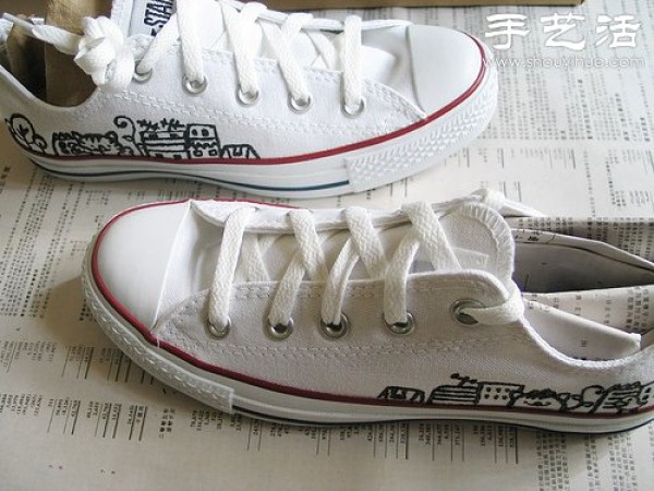 White canvas shoes handmade transformation tutorial